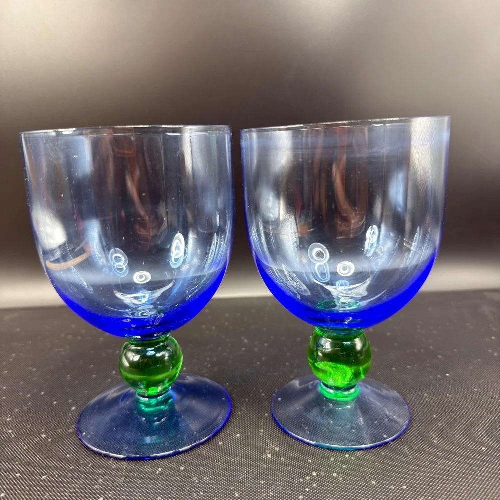 Royal Doulton Carmina Cups GobletsBarware Brandy‎ Snifters Green Ball Stem Set